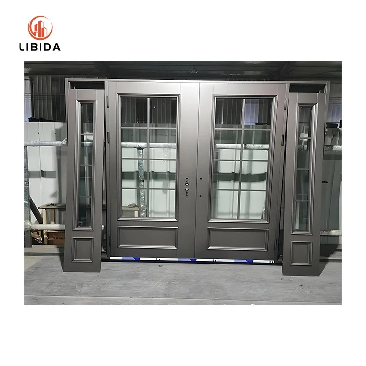 Hot Sale Modern Design Aluminum Double Swing Door Commercial Patio Entrance Doors factory